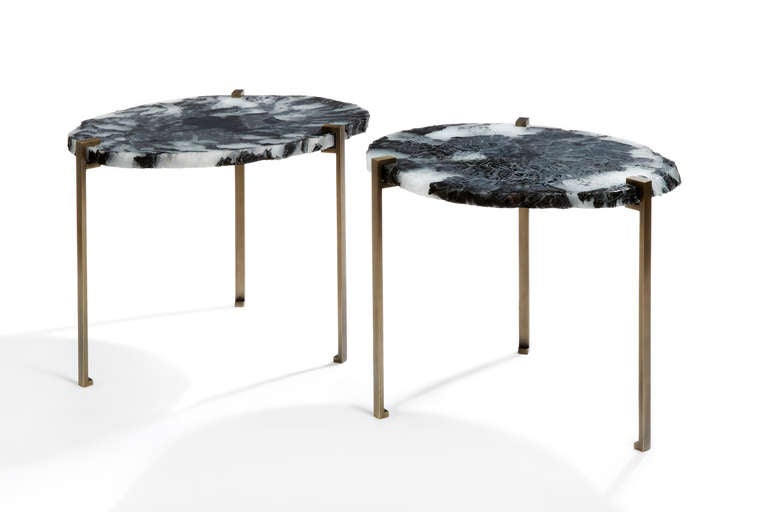 'Gemme' Pair of Side Tables by Herve Langlais, 2013
Materials Revealed Collection
Glass top in Perrin&Perrin 'Build in Glass', 3 patinated brass legs
One-off