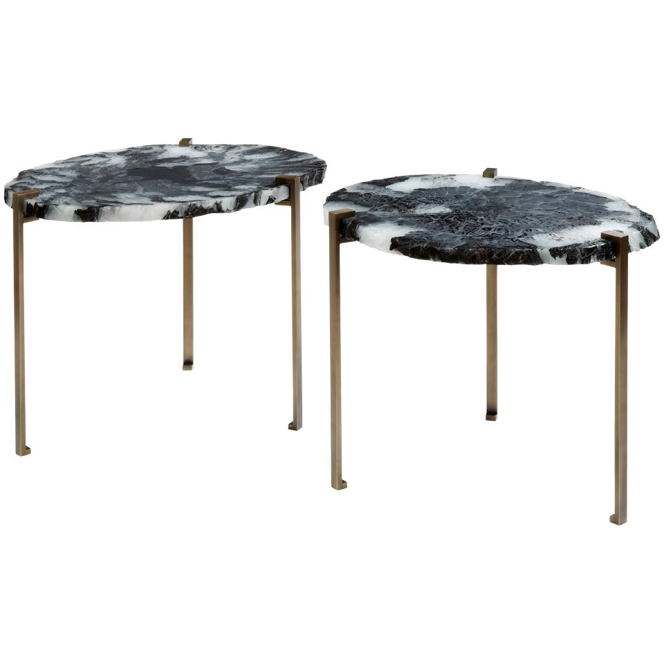 'Gemme' Pair of Side Tables by Herve Langlais