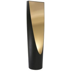 Charred Wood Polished Brass Mirror "Ciel et Terre" by Herve Langlais One-Off