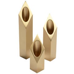 Lux set of 3 square candle holders by Hervé Langlais