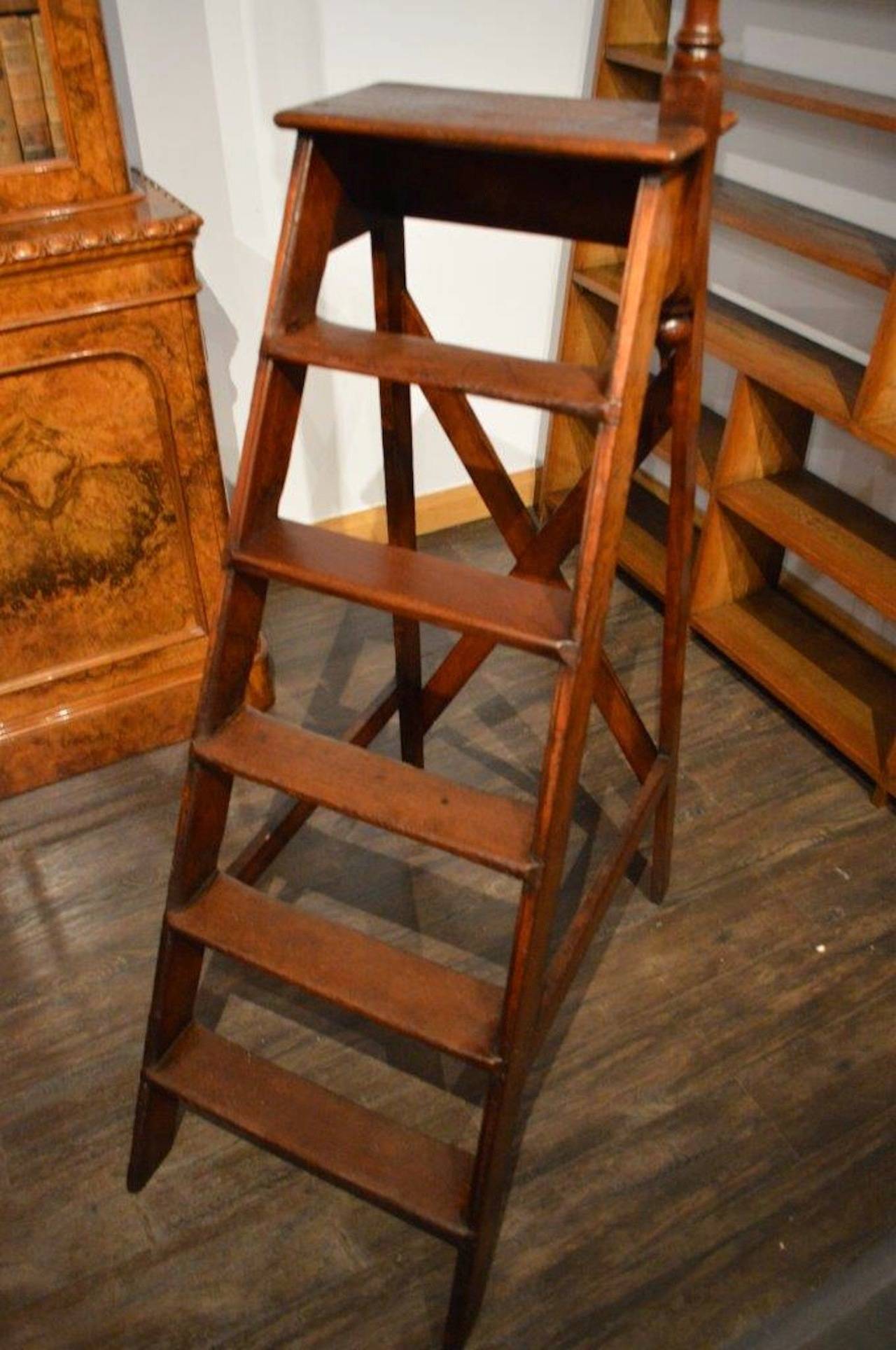 Rare Mahogany Victorian Period Antique Library Steps at 1stdibs