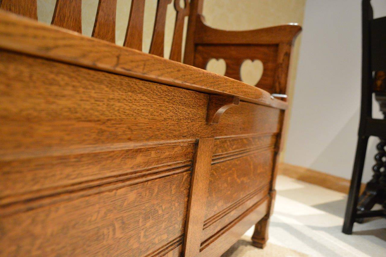 Early 20th Century Rare Oak Arts & Crafts Period Bench by Shapland & Petter of Barnstaple