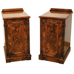 Good Pair of Burr Walnut Victorian Period Antique Bedside Cabinets (Adapted)