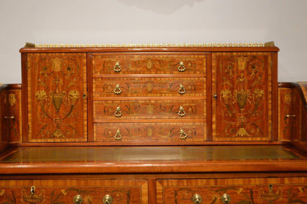 Late 19th Century Stunning Quality Marquetry Inlaid Sheraton Revival Carlton House Desk