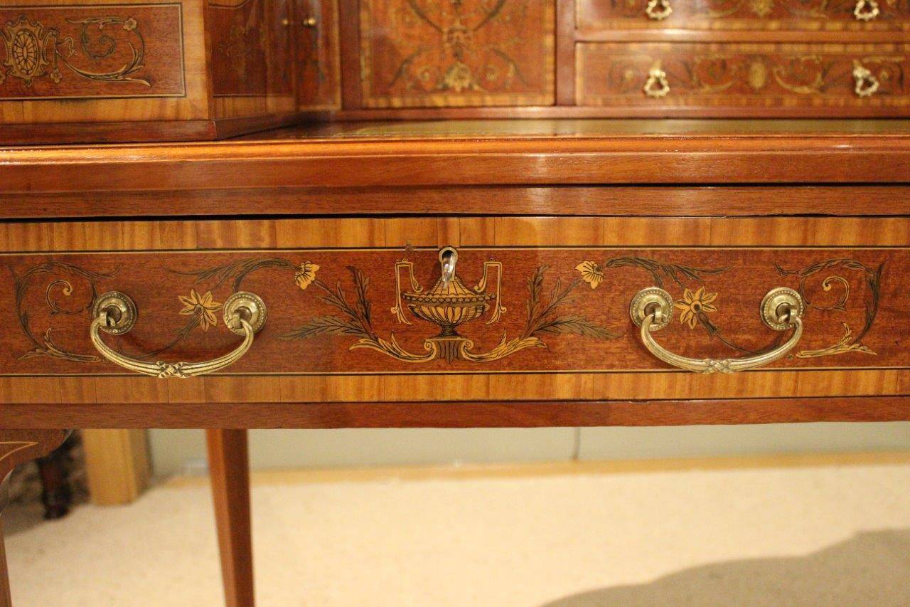 Stunning Quality Marquetry Inlaid Sheraton Revival Carlton House Desk 2