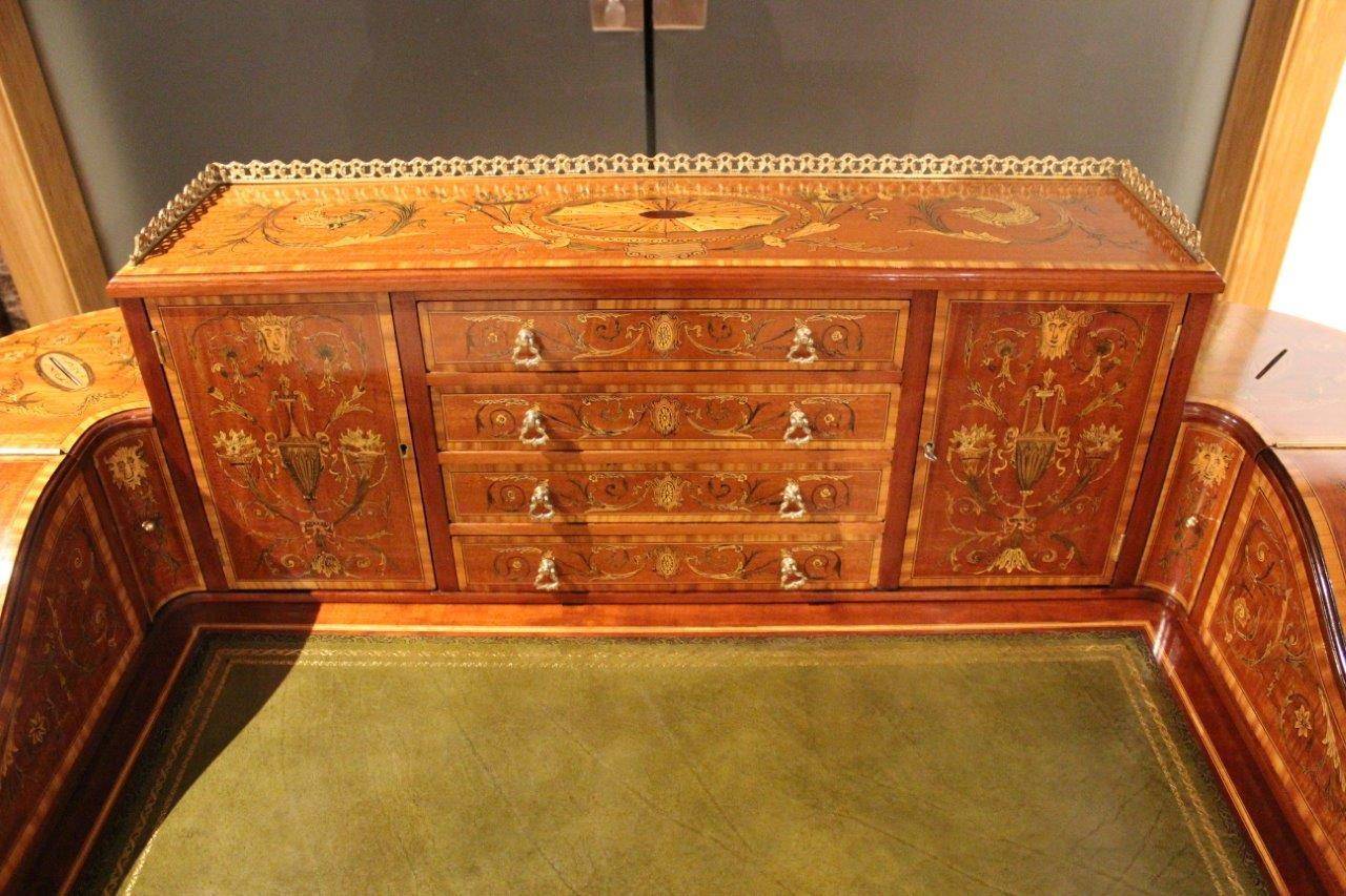 Stunning Quality Marquetry Inlaid Sheraton Revival Carlton House Desk 3