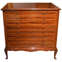 Mahogany Inlaid, Edwardian-Period Architect or Folio Chest by Maple & Co.