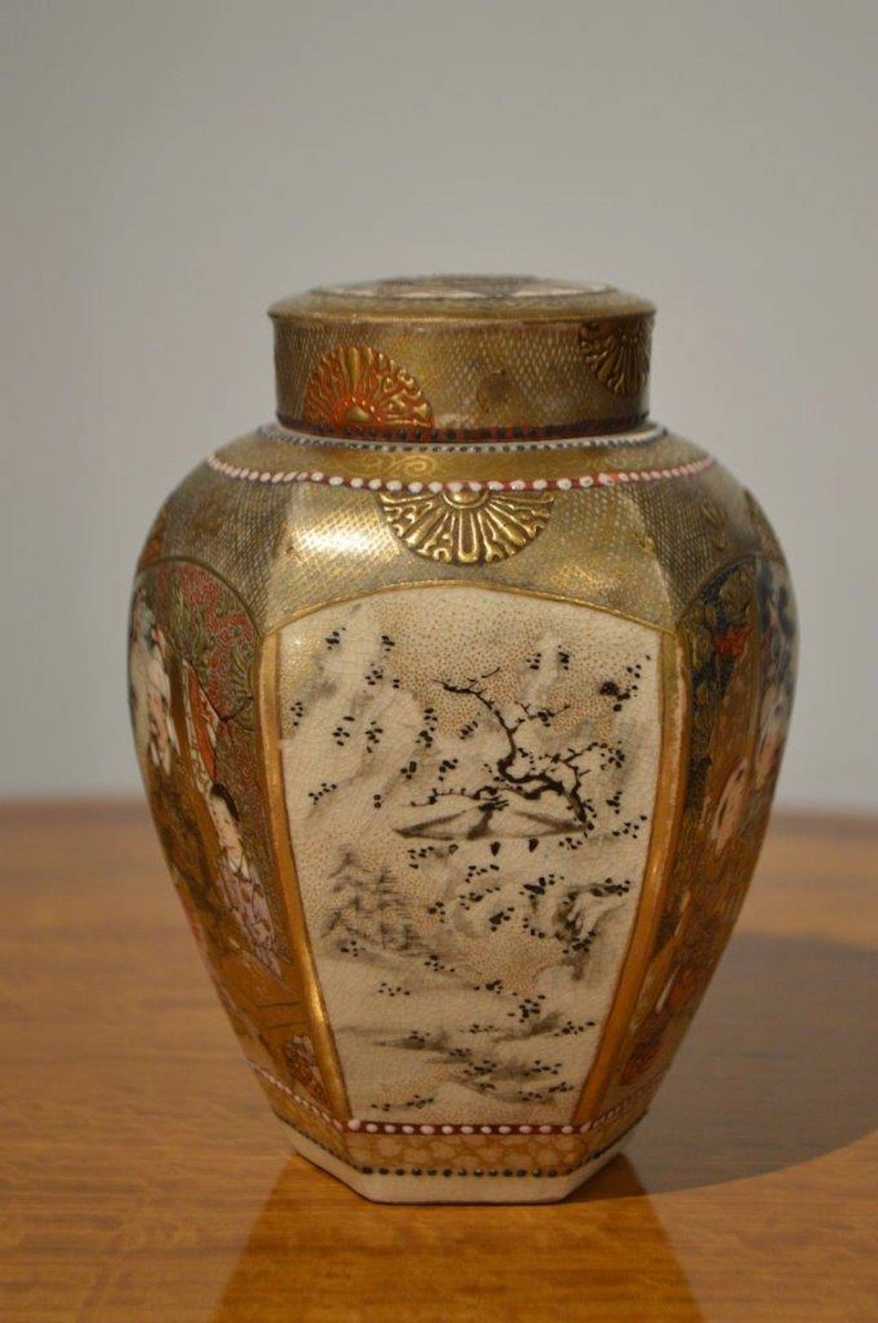 Meiji Period Japanese Satsuma Tea Canister and Lid at 1stDibs