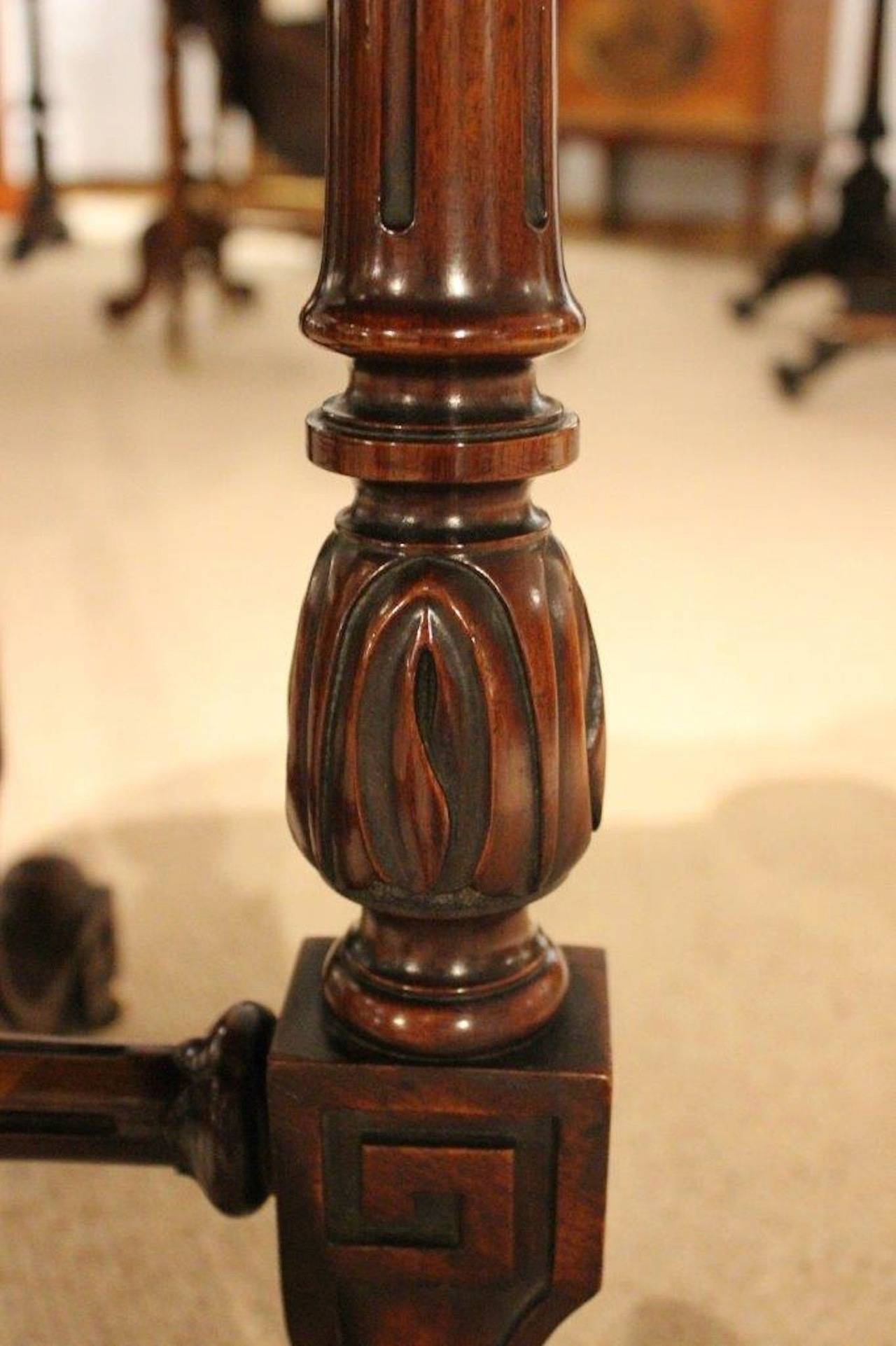 A stunning quality burr walnut and amboyna Victorian period clover leaf games table. The top is veneered in beautifully figured burr walnut with amboyna banding and an ebony moulded edge. With four shaped drop leaves which when raised make the table