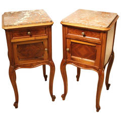 Good Pair of Walnut French Antique Bedside Cabinets or Cupboards