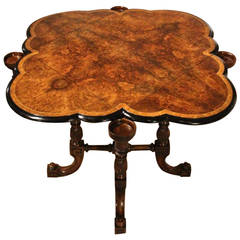 Antique Stunning Quality Burr Walnut and Amboyna Clover Leaf Games Table