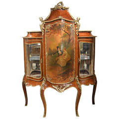 19th Century French Rosewood and Ormolu-Mounted Vernis Martin Cabinet