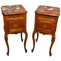 Good Pair of Walnut French Antique Bedside Cabinets or Cupboards