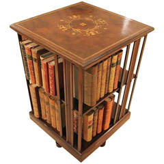 Figured Mahogany Edwardian-Period Revolving Bookcase