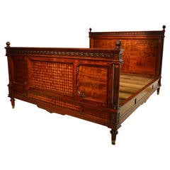 Stunning Quality French "Plum Pudding" Mahogany Antique Kingsize Bed