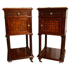 Antique Superb Pair of French Mahogany Bedside Cupboards