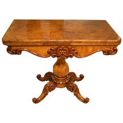 Figured Walnut Victorian Period Antique Card or Games Table