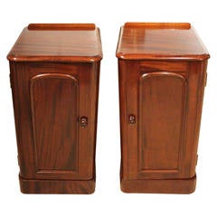 True Pair of Mahogany Victorian Period Antique Bedside Cabinets or Cupboards