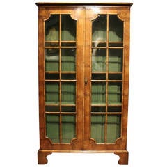 Walnut George I Style, Two-Door Antique Bookcase