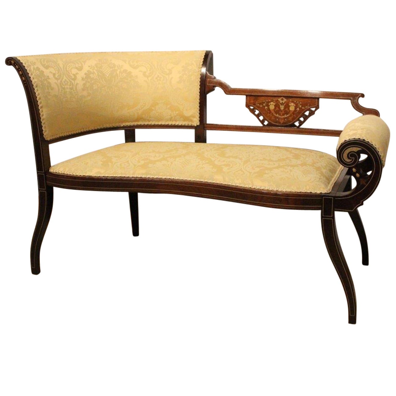 Mahogany Inlaid Edwardian Period Antique Settee