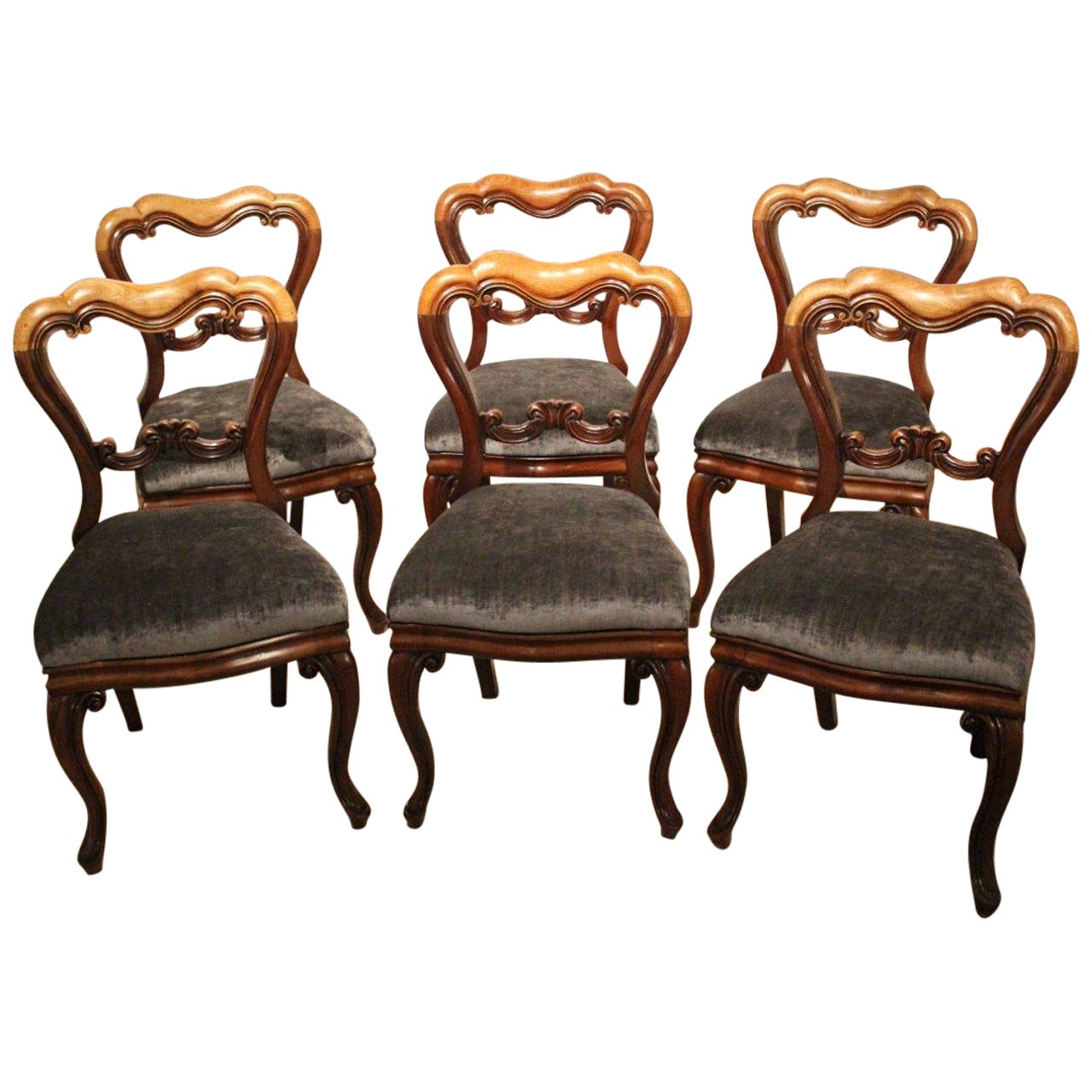 Set of Six Mahogany Victorian Period Antique Dining Chairs For Sale