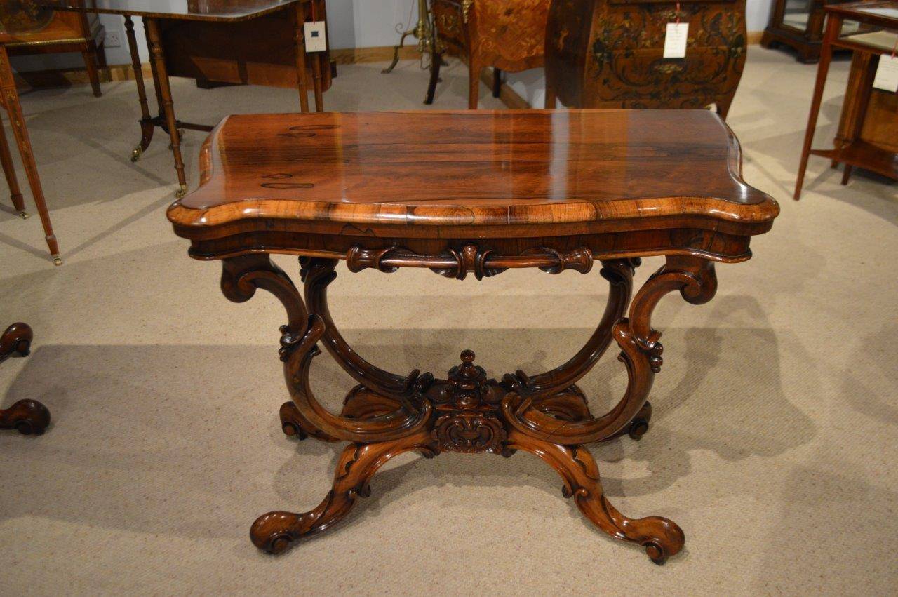 Mid-19th Century Good Pair of Rosewood, Victorian Period, Antique Fold Over Card Tables For Sale