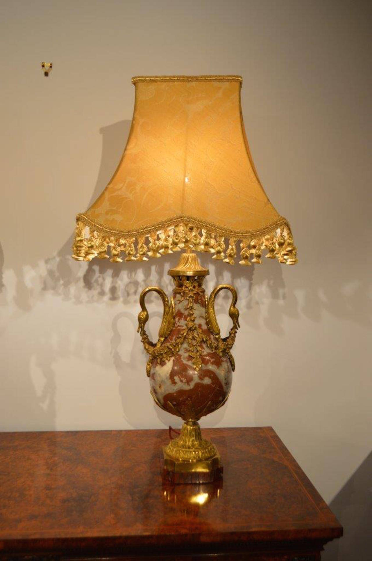 Good Pair of Late 19th Century French Marble and Ormolu Lamps (Converted) 1
