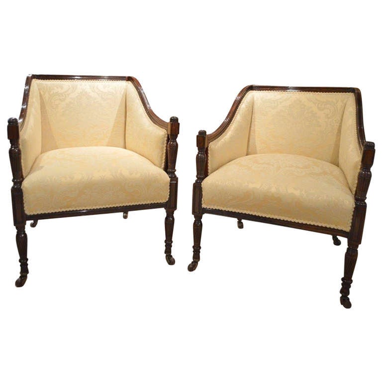 A Stunning Pair of Solid Rosewood Victorian Period Ladies 
Gents Armchairs