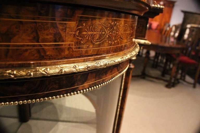 English A Beautiful Burr Walnut Victorian Period Antique Credenza