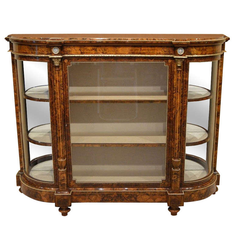 A Beautiful Burr Walnut Victorian Period Antique Credenza