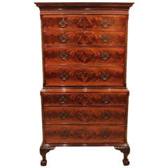 A Beautiful Mahogany Edwardian Period Chippendale Revival Chest On Chest