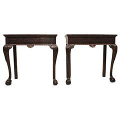 Antique Good Pair of Mahogany George II Style Irish Chippendale Side Tables