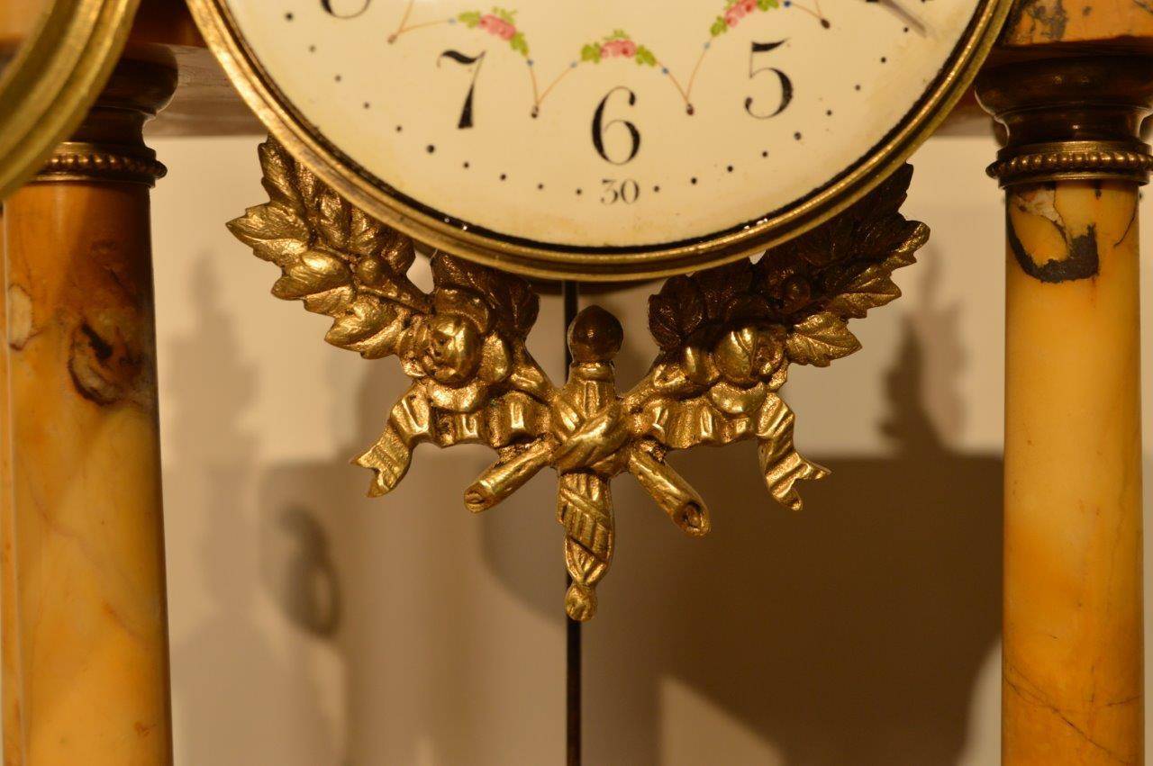 French 19th Century Sienna Marble and Ormolu Clock Garniture In Excellent Condition In Darwen, GB