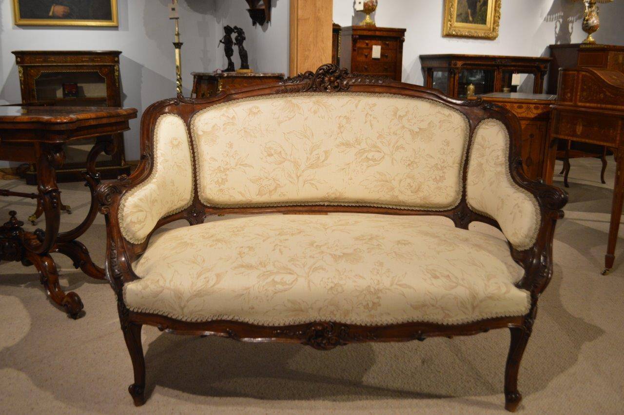 Late 19th Century French Finely Carved 19th Century Walnut Antique Settee or Canapé