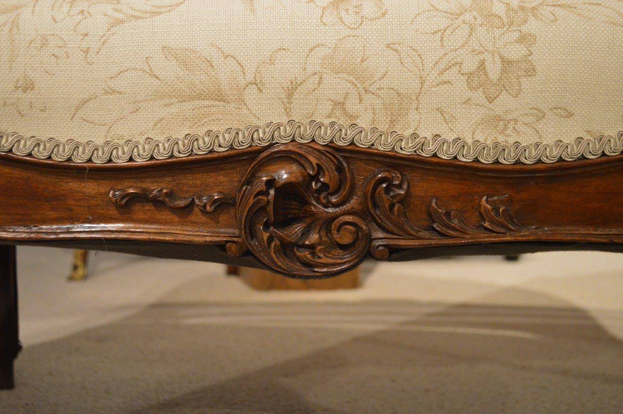 French Finely Carved 19th Century Walnut Antique Settee or Canapé 2