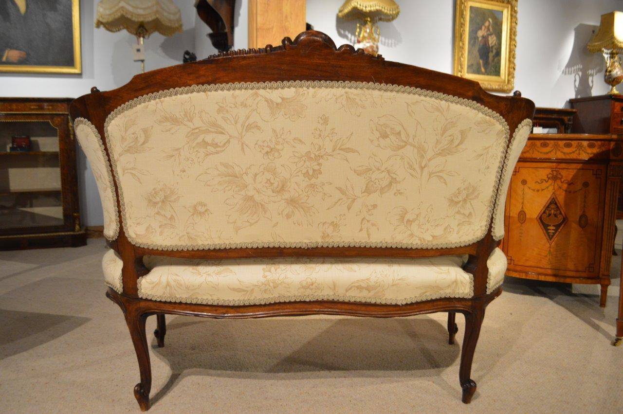 French Finely Carved 19th Century Walnut Antique Settee or Canapé 4