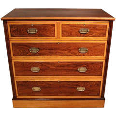 Good Rosewood and Ash Late Victorian Period Chest of Drawers