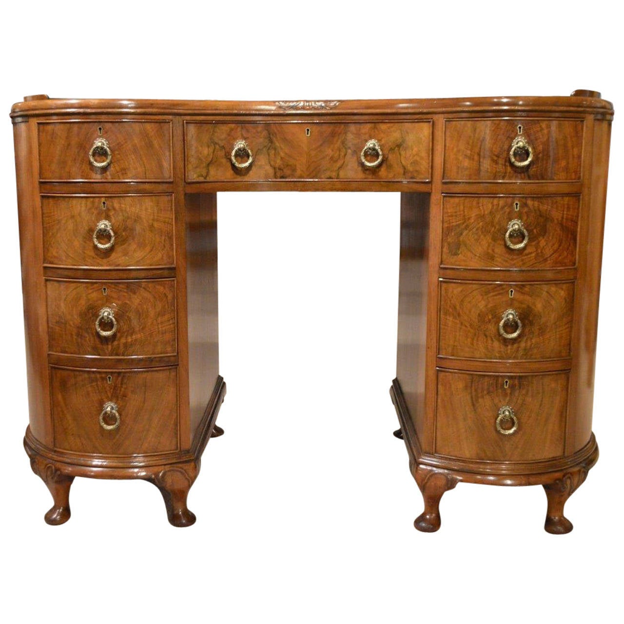 Walnut And Burr Walnut 1920s Kidney Shaped Writing Desk At 1stdibs
