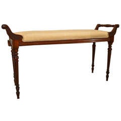Mahogany Late Victorian Period Antique Window Seat/Duet Stool