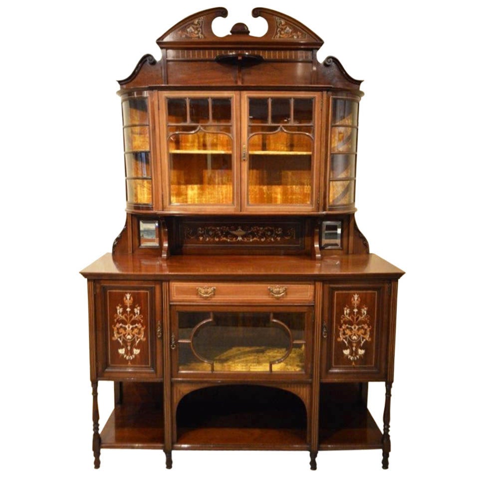 Mahogany Inlaid Late Victorian Antique Chiffonier