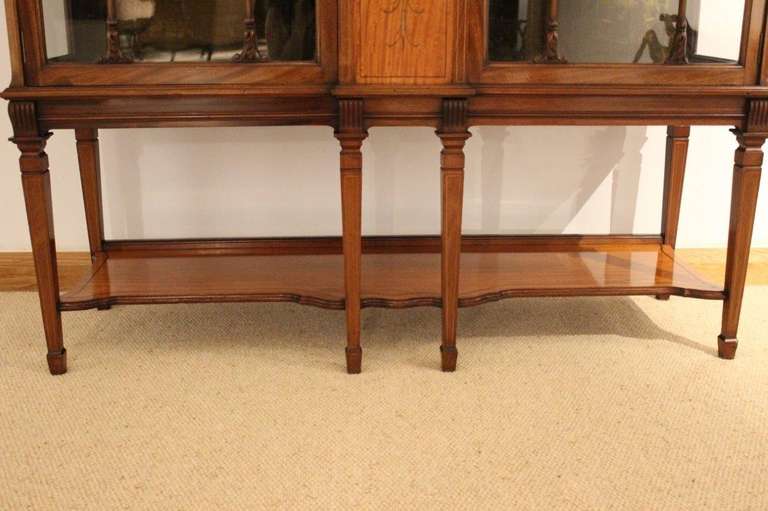 20th Century Mahogany and Satinwood Edwardian Period Antique China Cabinet