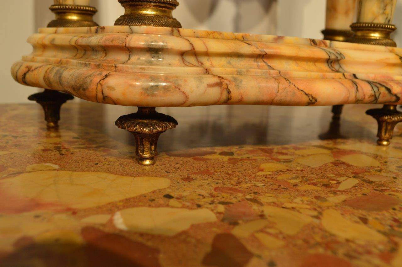 Large French Late 19th Century Marble and Ormolu Clock Garniture at 1stDibs