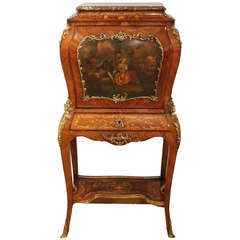 Antique French Rosewood and Ormolu Mounted Vernis Martin Escritoire