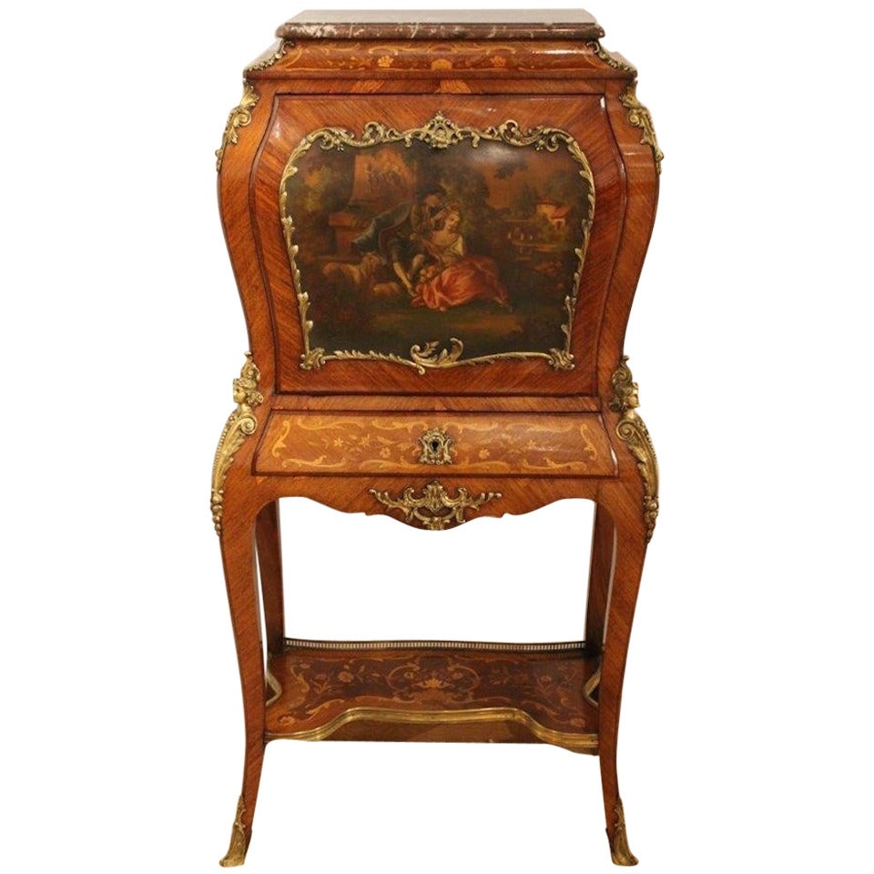 French Rosewood and Ormolu Mounted Vernis Martin Escritoire