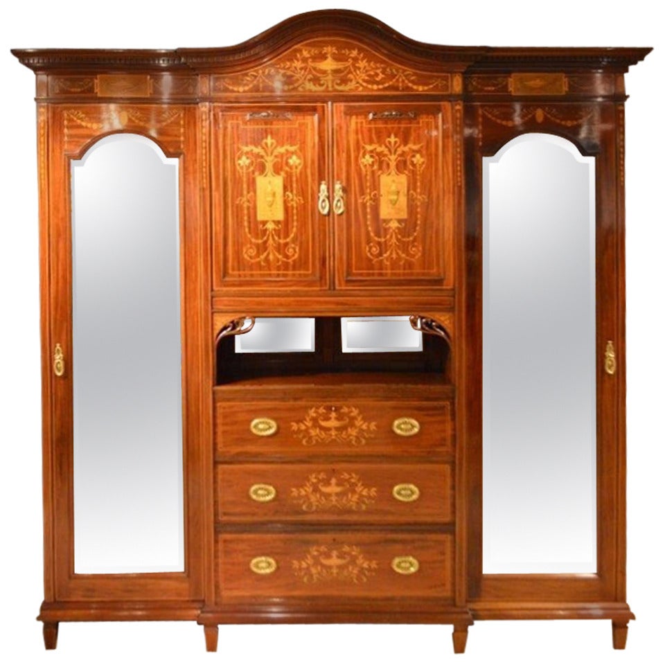 A Magnificent & Rare Mahogany Inlaid Late Victorian Period Bedroom Suite