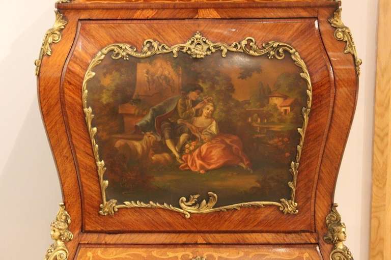 French Rosewood and Ormolu Mounted Vernis Martin Escritoire In Excellent Condition In Darwen, GB