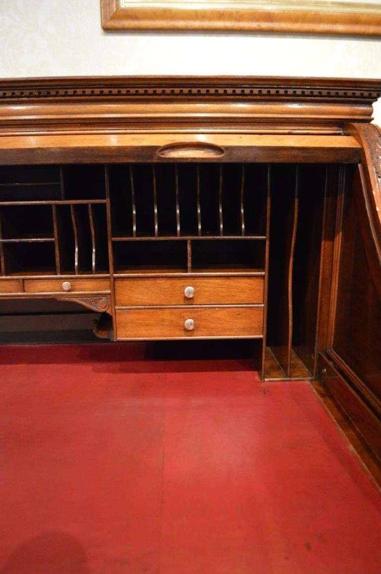 A Good & Rare Walnut Late Victorian Roll Top Desk By Shannon Ltd 2