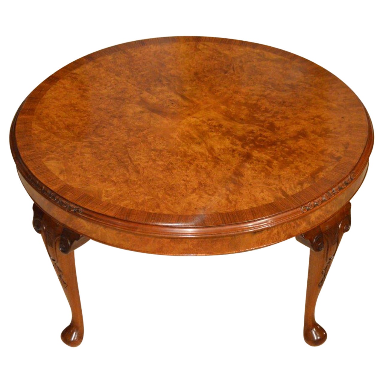 Burr Walnut 1920s Period Antique Circular Coffee Table