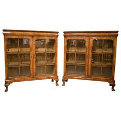 Pair of George I Style Burr Walnut Antique Cabinets