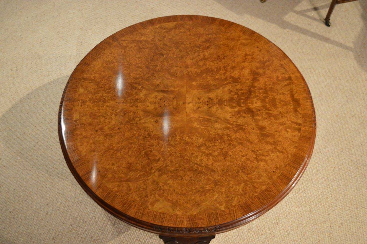 Burr Walnut 1920s Period Antique Circular Coffee Table In Excellent Condition In Darwen, GB